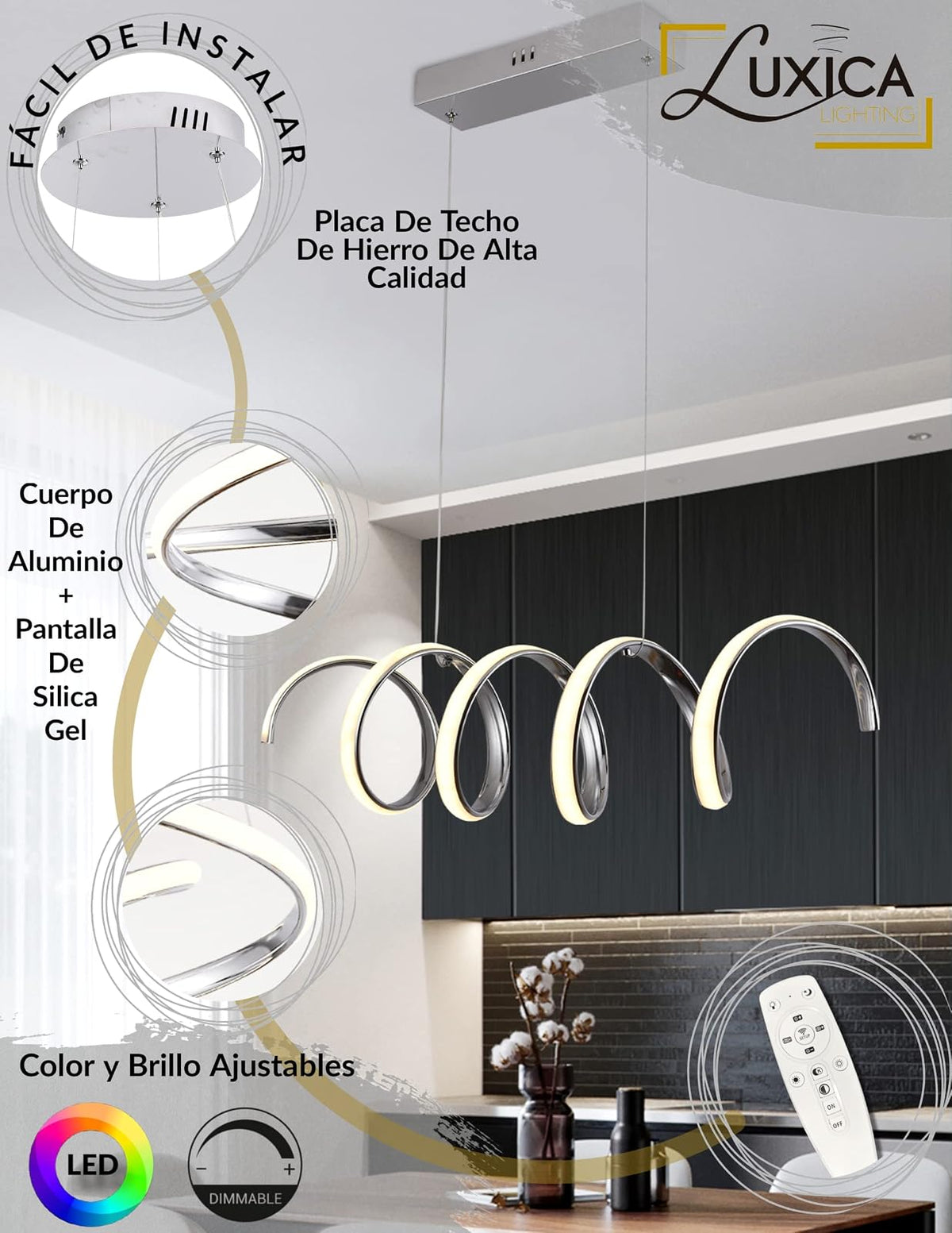 LÁMPARA TIPO CANDIL COLGANTE - LUXICA LIGHTING - Lampara Elegante y Moderna con Luz colgante LED - Lámparas innovadoras