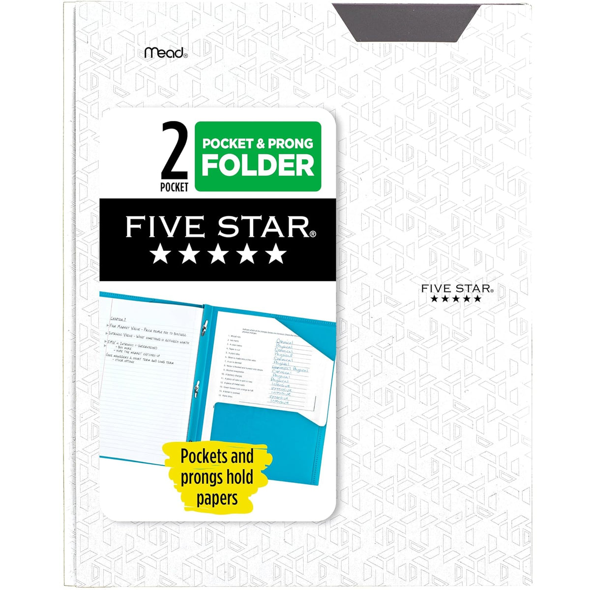 Five Star Advance Carpeta Plástica con Broches, Tamaño Carta - Blanco