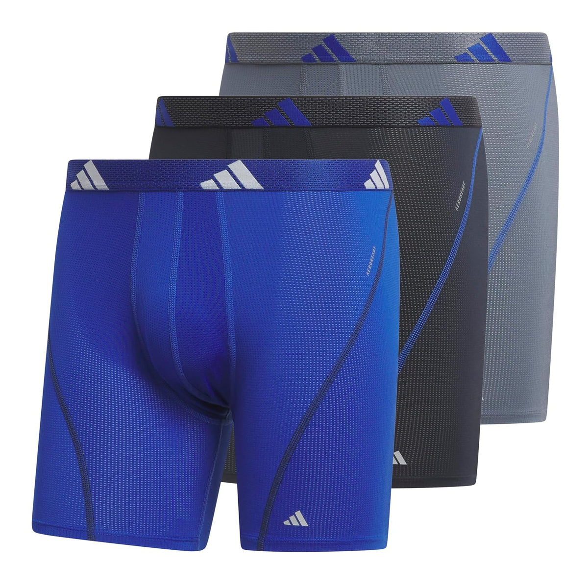 Adidas - Calzoncillos Calzones de Malla atlética para Hombre, Paquete de 3, Absorbe la Humedad, Comodidad Deportiva - G - Team Royal Blue - Legend Ink Blue - Onix Grey