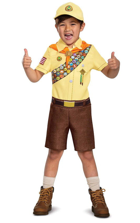 Disfraz de Russell de Up, Traje de Personaje Inspirado en la película de Disney Pixar para niños, tamaño clásico del niño extrachico (3T-4T) café (106959M)