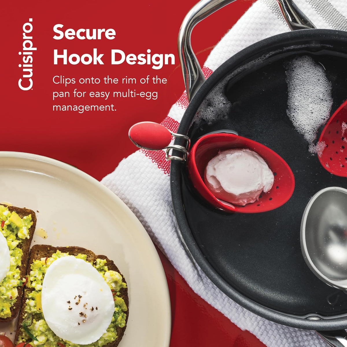 Cuisipro Egg Silicone Poacher Set of 2, Red