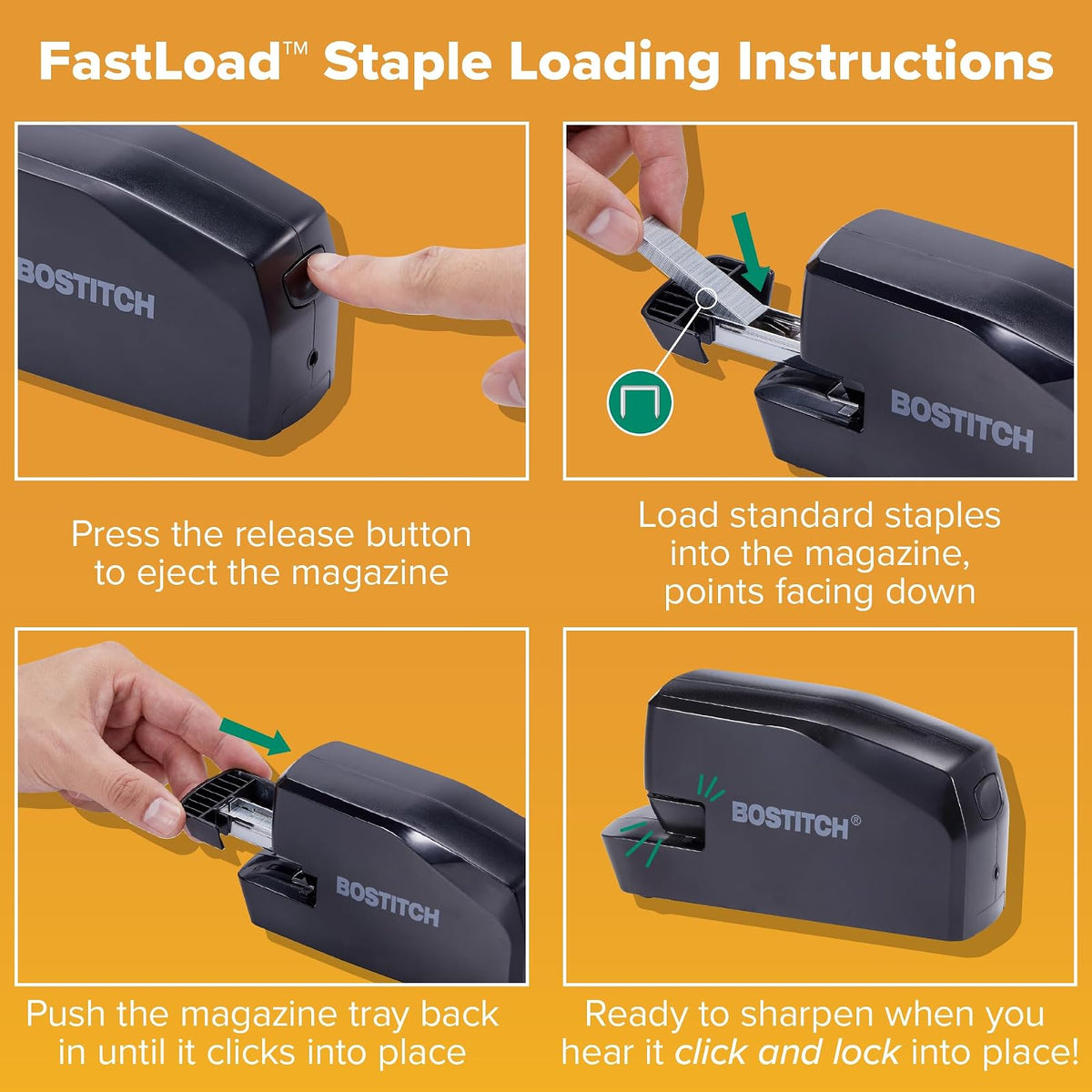 Bostitch Portable Electric Stapler, 20 Sheets, AC or Battery Powered, Black (MDS20-BLK)