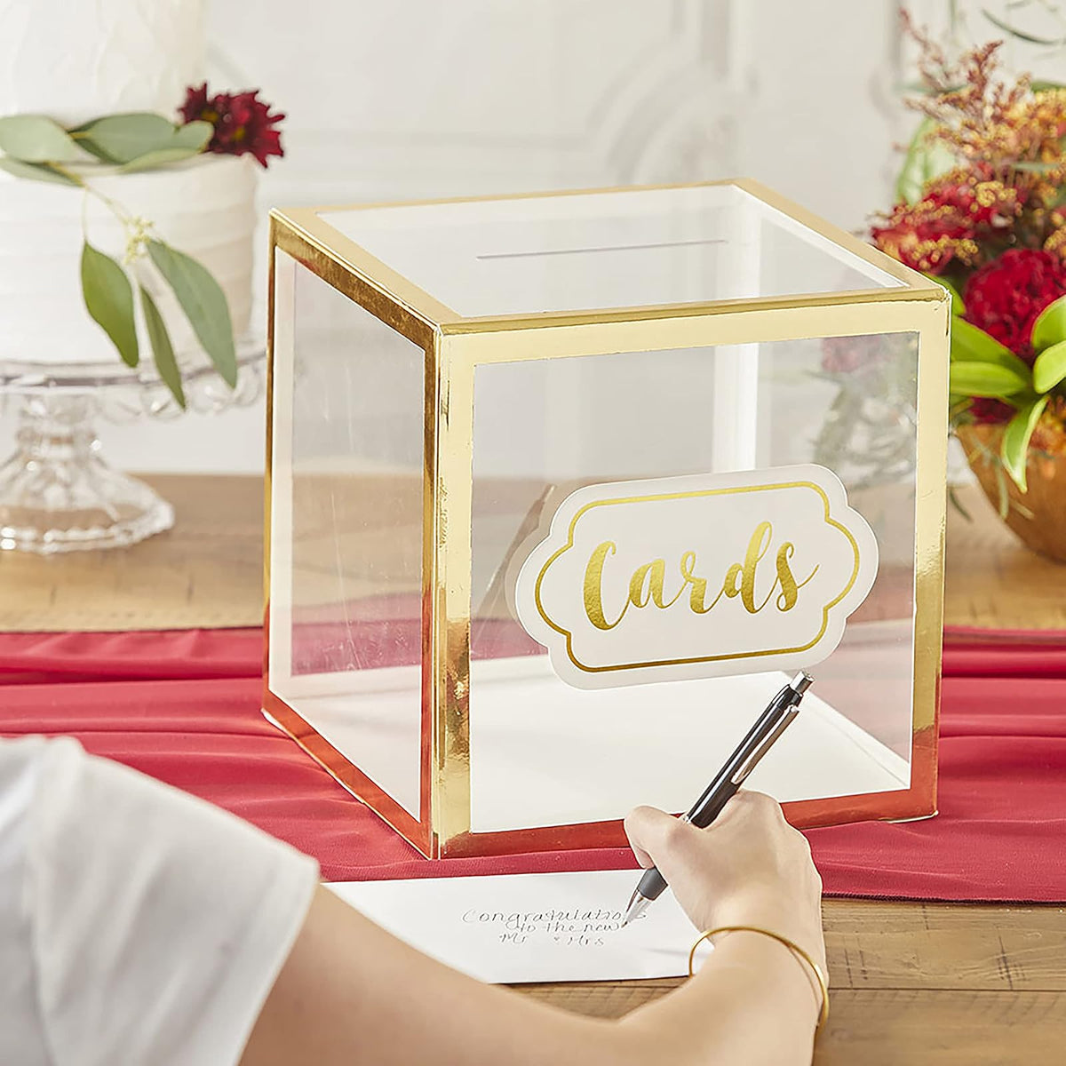 Kate Aspen - Caja para tarjetas de boda, talla única, transparente/dorado