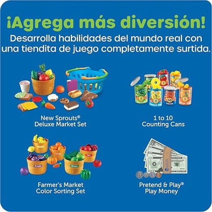 Learning Resources Pretend & Play Caja Registradora con Calculadora - 73 Piezas, Edades 3+ años, Juegos de Imitacion, Caja registradora de Juguete, Juguetes didácticos, Dinero de Juguete