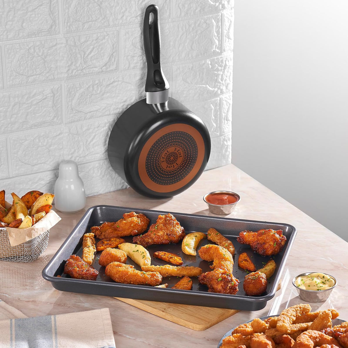 T-fal Batería de Cocina 22 Piezas Supercook Tita Negra Antiadherente Titanium, Thermo-Señal, Ollas y Sartenes, Set Completo para Cocina, Fácil Limpieza, B968SM84