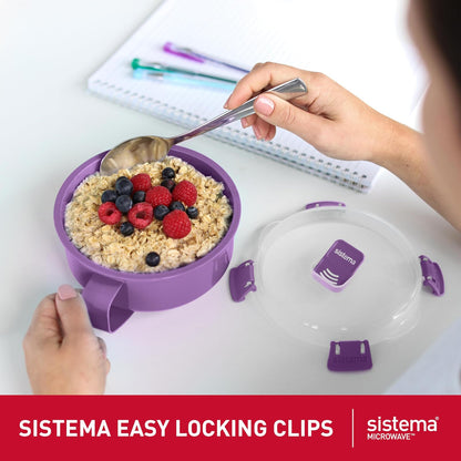Sistema - Recipientes para microondas | Taza de sopa, tazón de avena y tazón de fideos | Recipientes de alimentos con ventilación de liberación de vapor | Sin BPA | Rojo | 3 unidades
