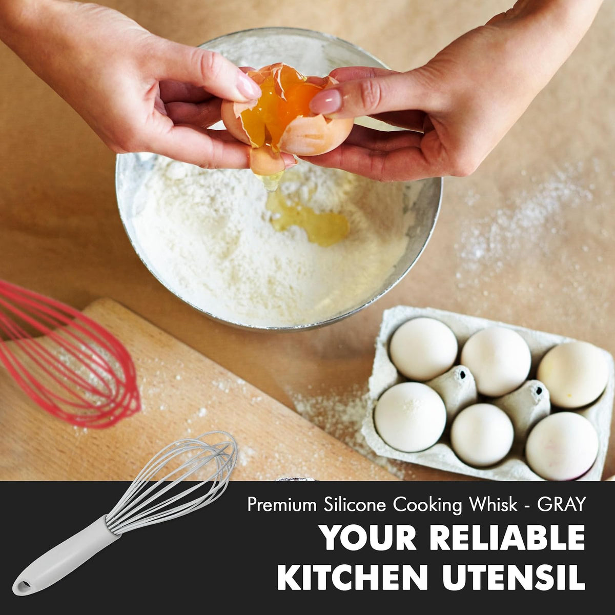 Chef Craft - Batidor de Cocina de Silicona, 15.24 cm, Gris