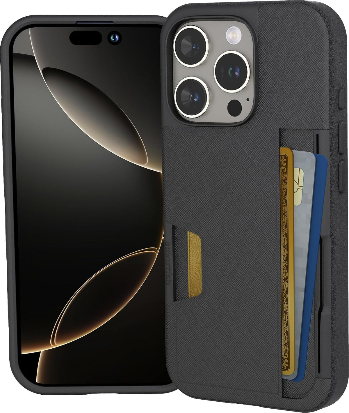 Smartish Wallet Slayer Vol. 2 Funda Tipo Cartera para iPhone 16 Pro y 16 Pro Max - iPhone 16 Pro - traje de noche negro