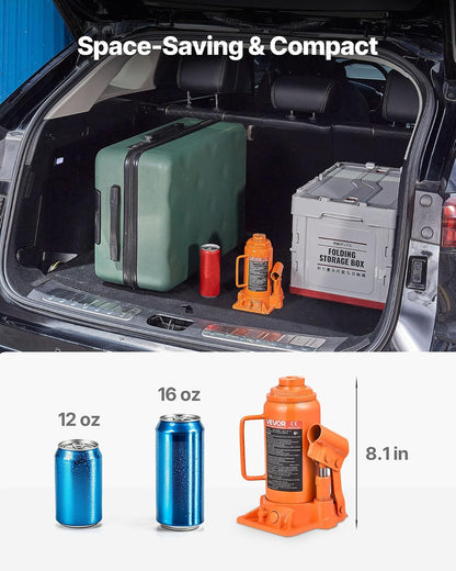 VEVOR Gato Hidráulico de Suelo 12 T, con Alcance de Elevación de 205-400 mm, para Automóviles, SUV, Camionetas, Talleres Mecánicos, Ascensores Domésticos y Maquinaria Agrícola, Naranja, 128 x 125 x 205 mm