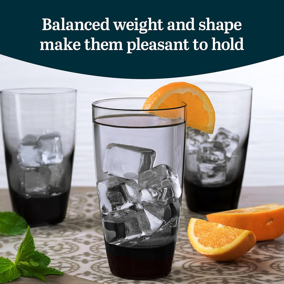 Libbey 2154SM 18-Ounce Classic Cooler Glass in Smoke, Set of 12