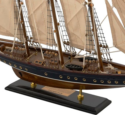 ADORNO DE MADERA VELERO ATLANTIC AZUL Y CAFÉ 57 X 72 CM