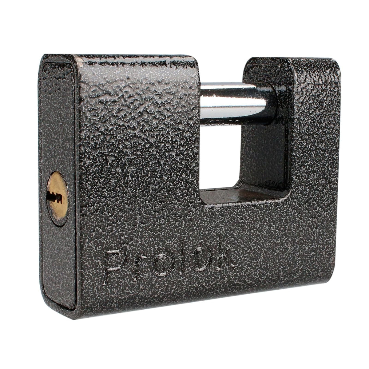 Lock Prolok P19C80 Candado de hierro para cortina metálica 80 mm, negro, llave estándar