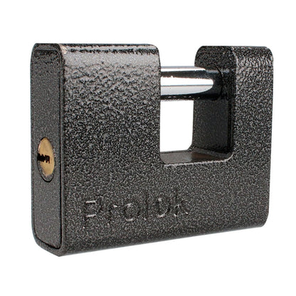 Lock Prolok P19C80 Candado de hierro para cortina metálica 80 mm, negro, llave estándar