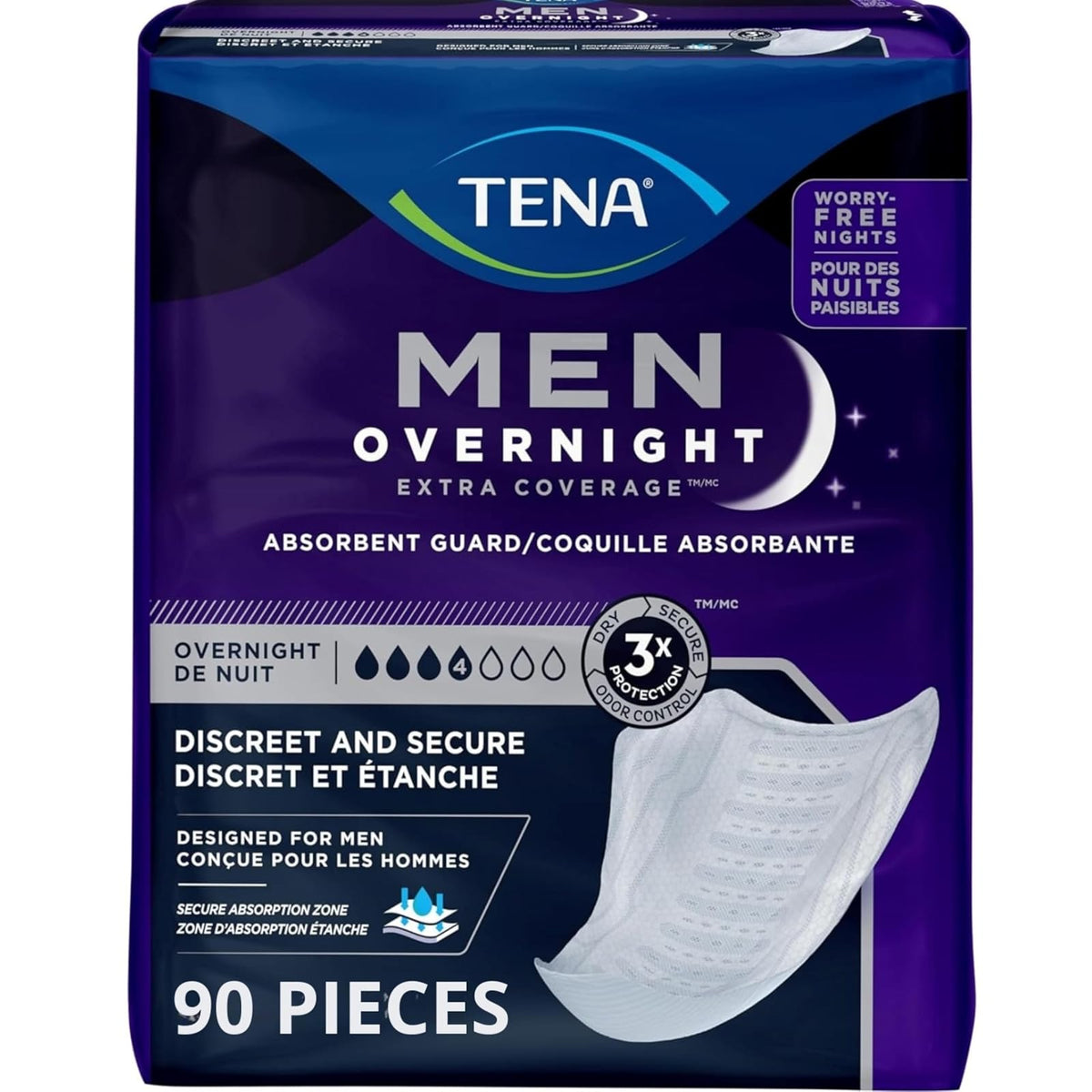 TENA Guards Protectores para Incontinencia en Hombres, Absorción Moderada - 16 Unidad (Paquete de 6) - Super