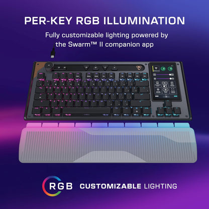 Turtle Beach Command Series KB7 TKL Teclado para Juegos con Cable, visualización táctil de 4.3 Pulgadas, interruptores de Efecto de Sala de Perfil bajo Titán, Teclas PBT de Doble Disparo, sondeo