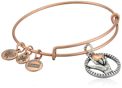 Alex and Ani Pulsera de dos tonos con lenguaje de signos de amor