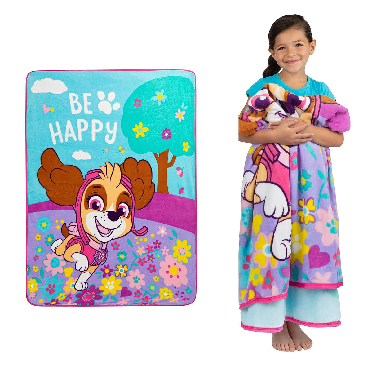 Franco Manta de Felpa Coleccionable con Personajes Licenciados - 46 in x 60 in - Paw Patrol Girls