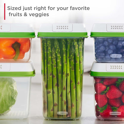 Rubbermaid FreshWorks Produce Saver, contenedores de almacenamiento medianos y grandes, juego de 8 piezas, transparente