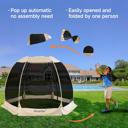 Alvantor Screen House Gazebo, Tienda de campaña para 6-10-15 Personas con mosquiteros, Refugio Solar instantáneo Resistente a los Rayos UV para jardín, Patio, Patio Trasero