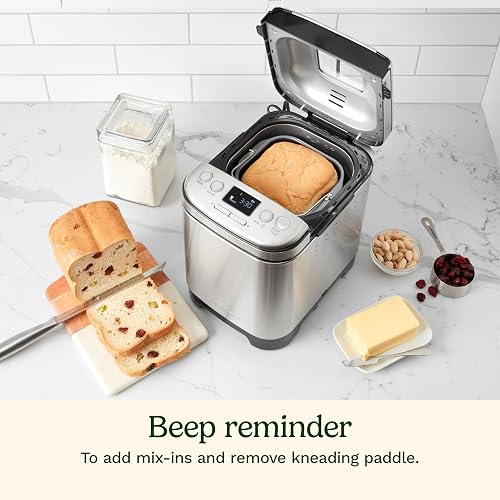 Cuisinart CBK-110WS Maquina de Pan Compacta | Cuerpo acero inoxidable, Pantalla LCD con controles táctiles, 3 tamaños pan, 12 programas de preparación, Recetario