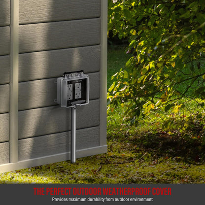 Enerlites - Caja resistente a la intemperie para decoración de exteriores GFCI receptáculos de salida, cobertor para 2 cuadrículas