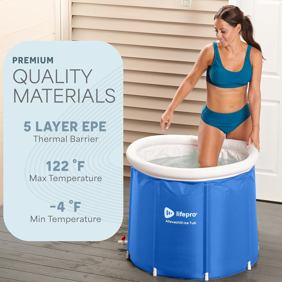 LifePro - Tina de Hielo portátil con Cubierta y Bolsa de Almacenamiento, Tina de Hielo para el hogar y Viajes para Atletas y Adultos, Tina de inmersión fría Duradera para sesiones de Terapia en el