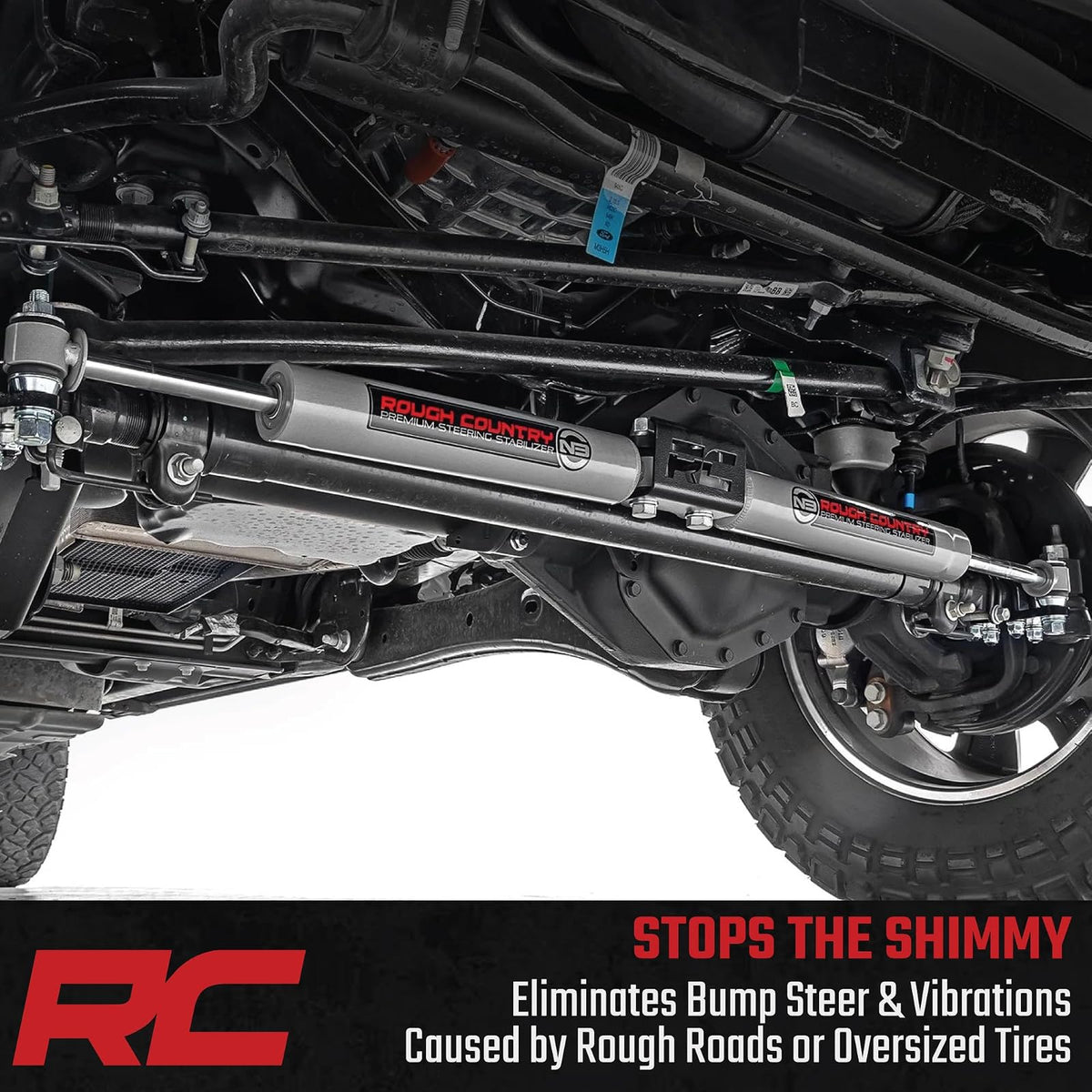 Rough Country N3 Estabilizador de dirección dual para Jeep Wrangler JK de 2 a 6 pulgadas