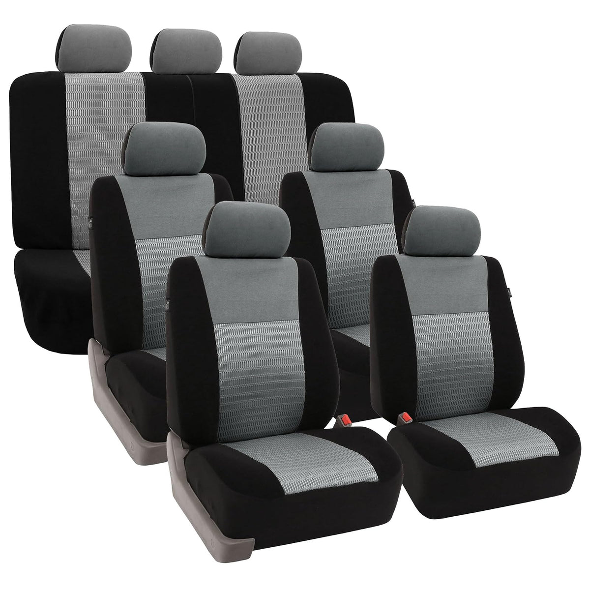 FH GROUP fb060128 Tres Fila Set Moda Elegancia Asiento de automóvil cubre, Gray (4 Buckets 1 Bench)