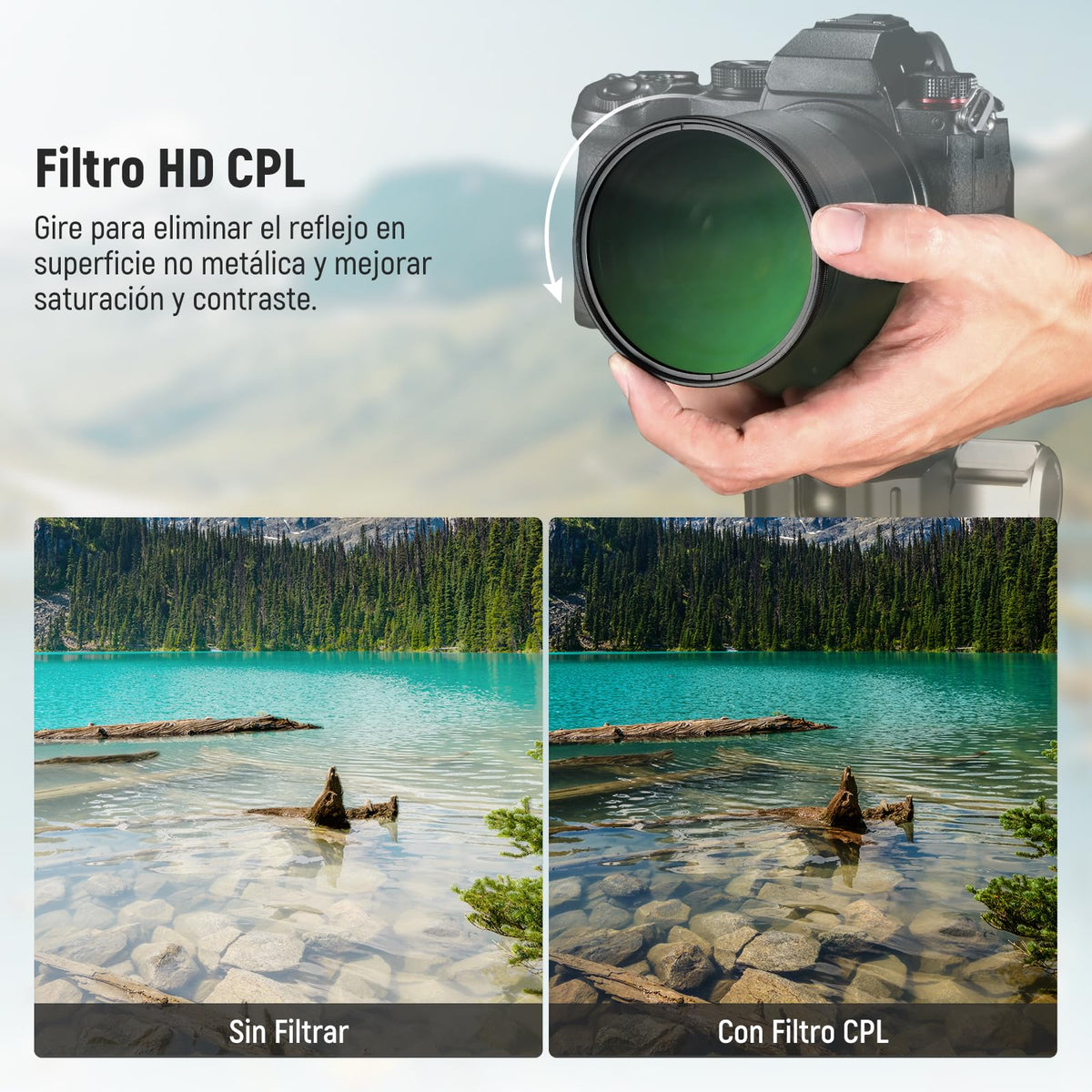 NEEWER 58mm Filtro CPL con Tapa Lente, Filtro Polarizador Circular Ultradelgado Multirresistente con Nanorrecubrimiento con Vidrio Optico HD para Lente Cámara, Reduce Reflejo y Deslumbramiento