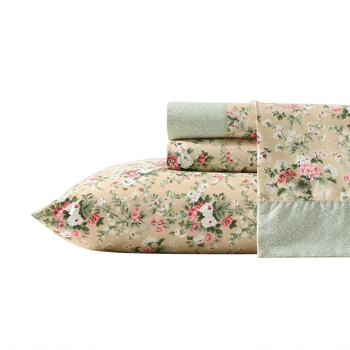 Laura Ashley Juego de Sábanas de Percal Floral - Queen - Serene Dream Brown
