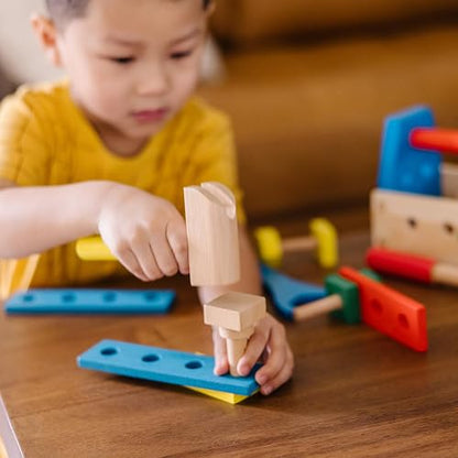 Melissa & Doug Kit de Herramientas de Madera para Llevar, Juguete de Construcción, Juguete de Madera, Juego de Imitación