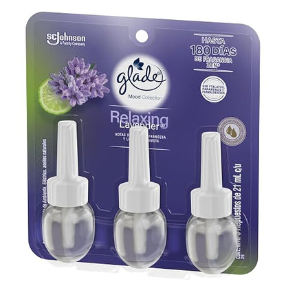Glade Aromatizante para Hogar Eléctrico Relaxing Lavender, 3 Repuestos 21ml