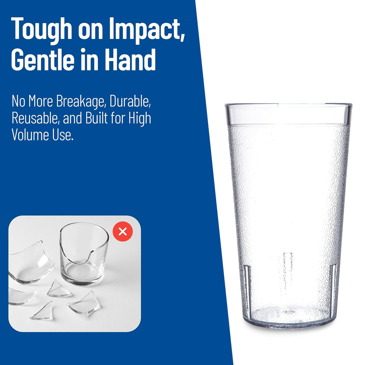 Carlisle - Vaso de plástico apilable resistente a roturas 5216-207, 16 onzas, transparente (paquete de 24)
