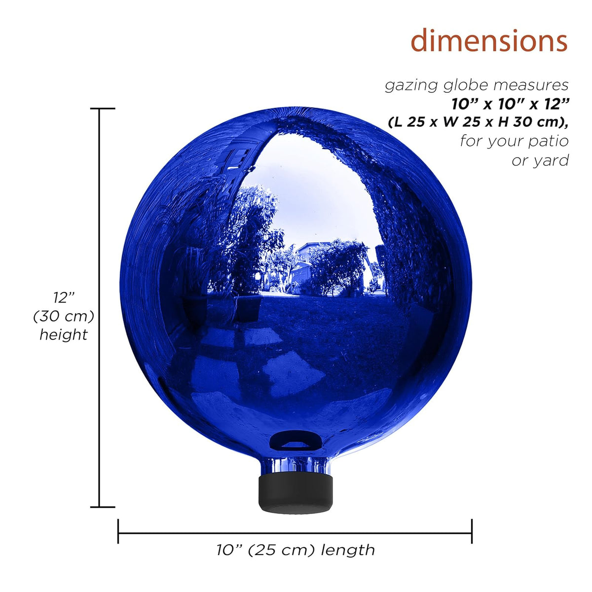 Alpine Corporation Globo de Vidrio Decorativo de 10" de Diámetro para Interior/Exterior, Decoración Festiva para el Jardín, Color Azul