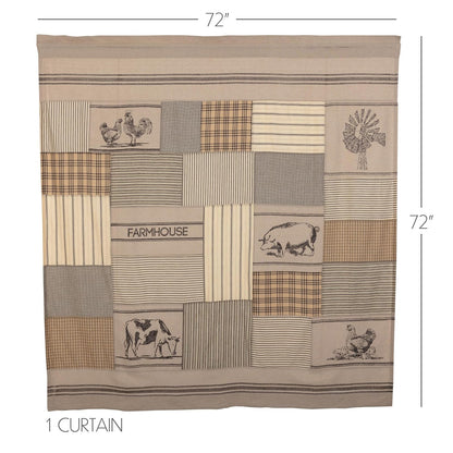 VHC Brands Sawyer Mill - Cortina de Ducha con Estampado de carbón, 72 x 72 Pulgadas