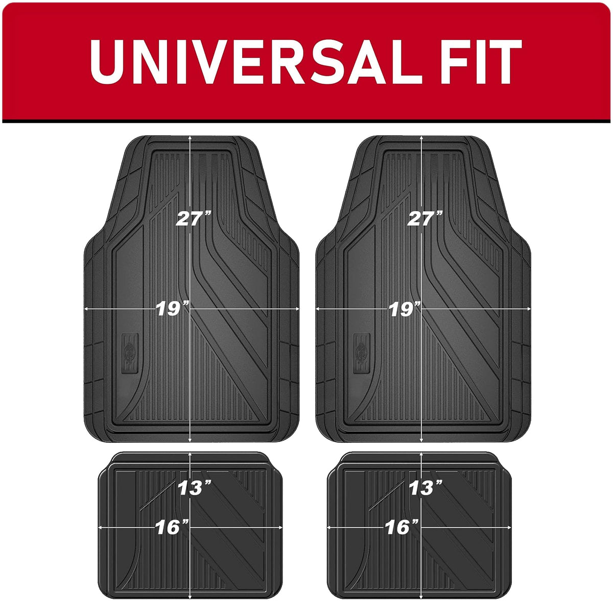 Dickies - Alfombrillas para Todo Tipo de Clima, 4 Piezas, para Automóviles, Camiones, SUV, Color Negro