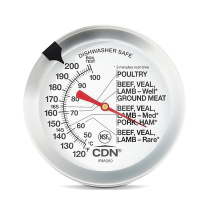 CDN IRM200 Glow ProAccurate Termómetro Resistente al Horno, para Carne y Aves de Corral, Carne/Ave, Esfera Grande, Plateado, Extra Grande, 1