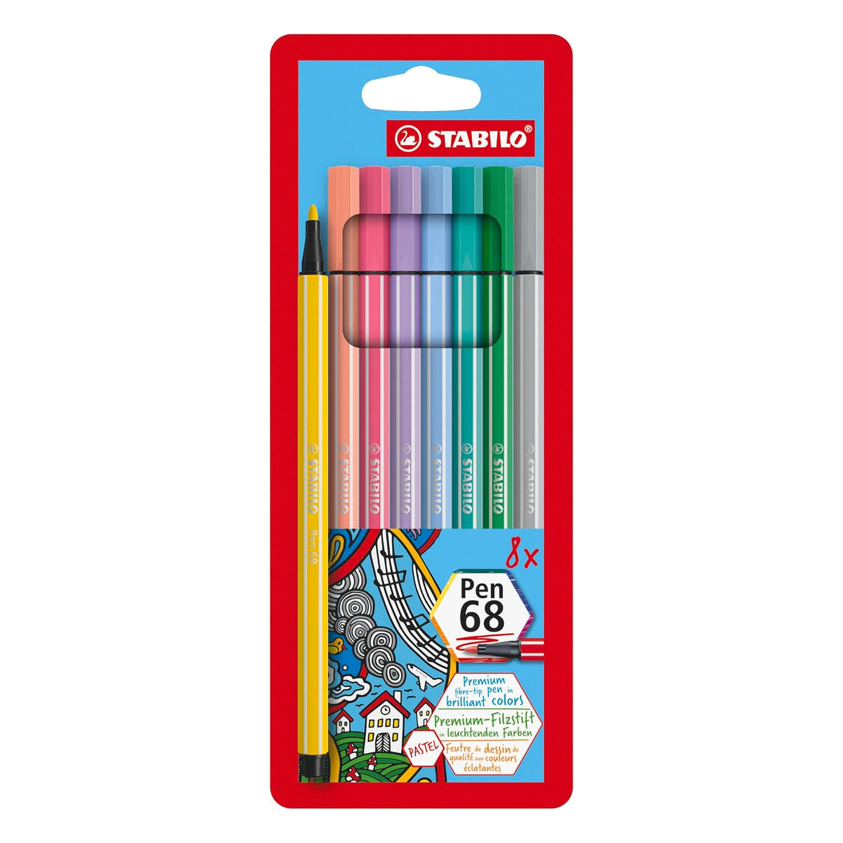 STABILO Pen 68 Rotuladores de Punta de Fieltro, Estuches de 8 a 20 Colores - 8 Count (Pack of 1)