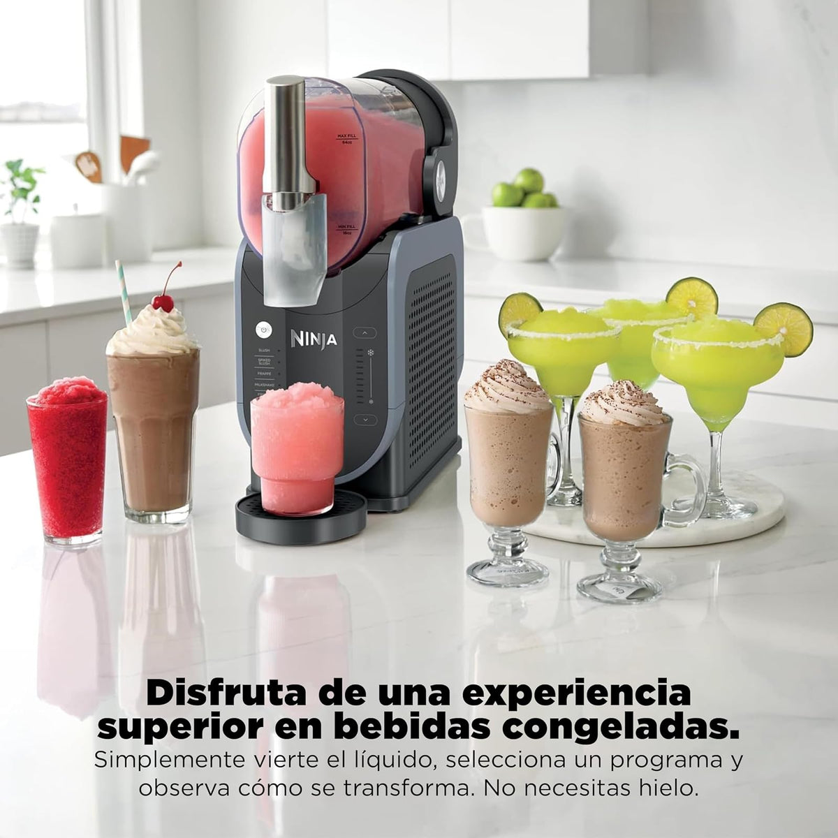 Ninja SLUSHi RapidChill Bebidas y Granizados 2.6L 5 Programas FS301LAA | RapidChill: sin Hielo, Congela en 60 Min | 7+ Porciones | Congelado Hasta 12 Hrs | Limpieza Fácil, Piezas Lavavajillas