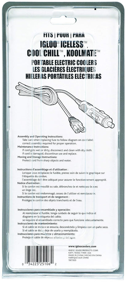 Igloo Cable de alimentación CC de 12 voltios, Negro (25121)