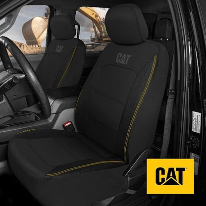 Cat FlexHybrid CASC-2434-BK Fundas de Asiento de Automóvil Negro PU + Malla Transpirable, 2 Piezas