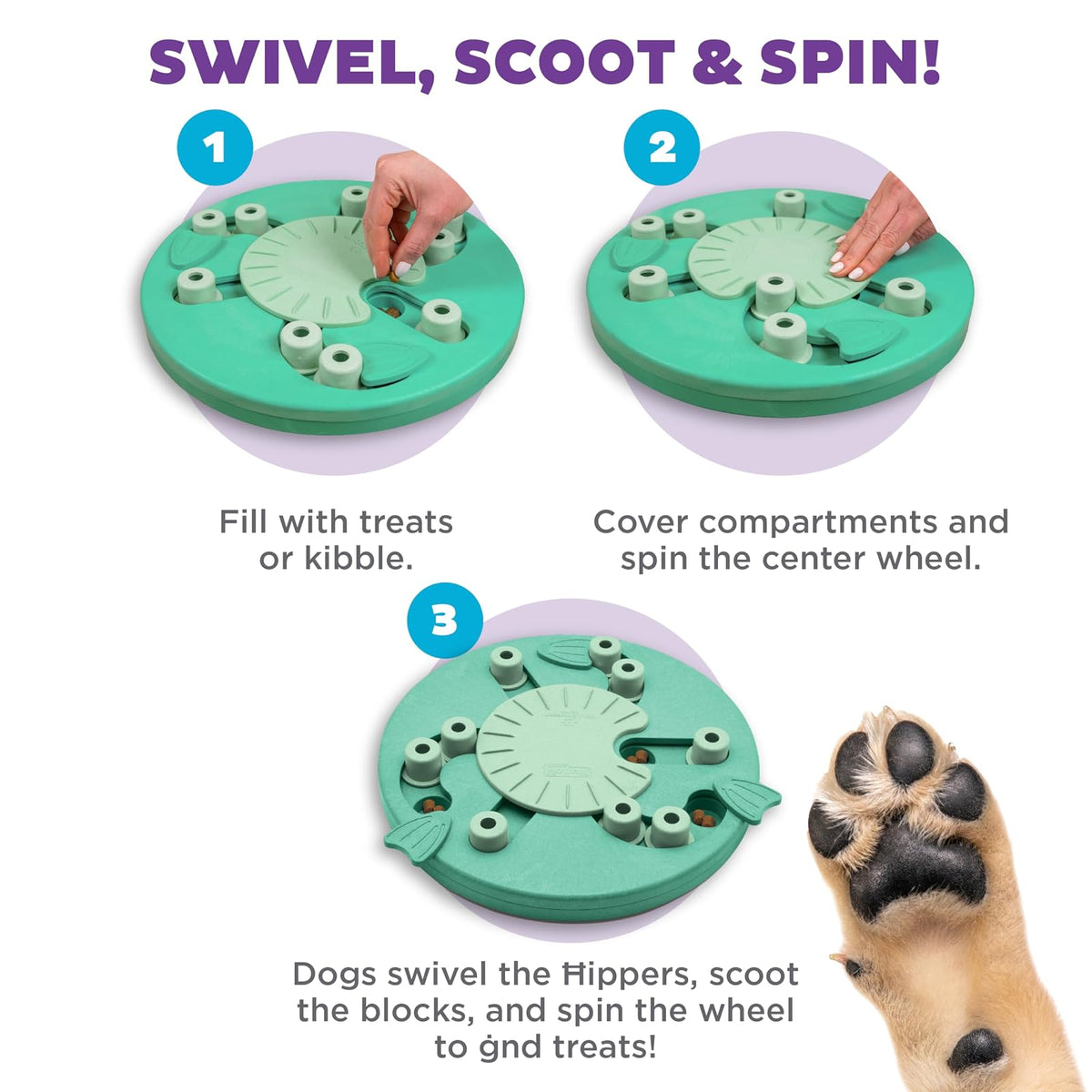Nina Ottosson by Outward Hound Dog Worker Dog Puzzle Interactive Treat Puzzle Dog Enrichment Dog Toy, Level 3 Advanced, Green