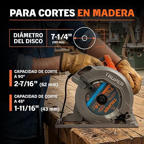 Truper SICI-7-1/4A3, Sierra circular 7-1/4" 1500 W profesional | Profesional
