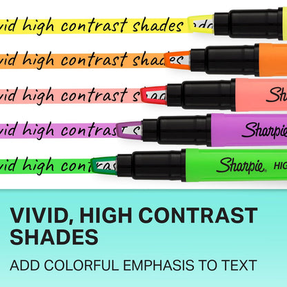 Sharpie - Iluminadores de visión clara, con punta de cincel transparente, colores surtidos, 12 unidades, escuela, profesor, suministros de oficina