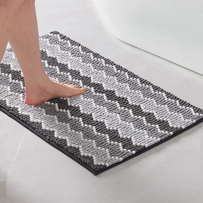 KASENTEX - Alfombras de baño Suaves de Lujo de 24 x 36 Pulgadas, alfombras de baño de felpilla lanuda absorbentes, duraderas, Antideslizantes, lavadas a máquina, para baño, Tina y Ducha, Color Gris