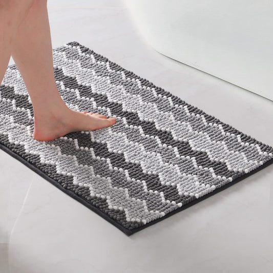 KASENTEX - Alfombras de baño Suaves de Lujo de 24 x 36 Pulgadas, alfombras de baño de felpilla lanuda absorbentes, duraderas, Antideslizantes, lavadas a máquina, para baño, Tina y Ducha, Color Gris