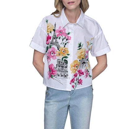 Karl Lagerfeld - Blusa Pop con diseño de Flores para Mujer
