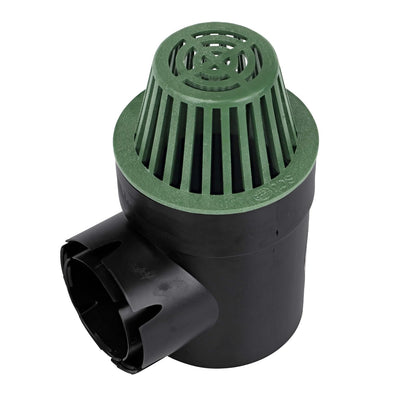 NDS - 101 desagüe de lavabo redondo Spee-D, 1 salida, se conecta a tubos de drenaje de 3 pulgadas y 4 pulgadas, gestiona flujos de agua ligeros, 6 pulgadas, plástico, negro