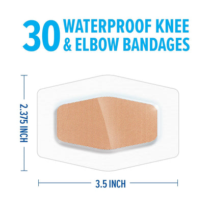 Nexcare Waterproof Clear Bandages For Knee And Elbow, Stays On Skin In The Bath, Shower Or Pool, 2.38 x 3.5 in, 30 Count