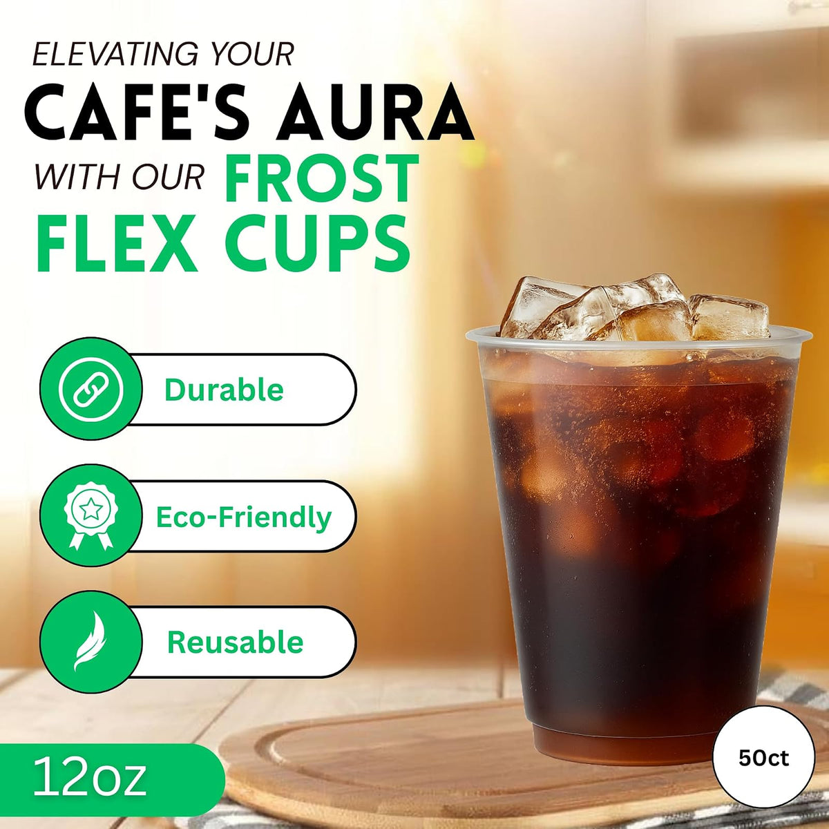 Concession Essentials - Vasos de plástico Frost Flex de 12 onzas, vasos reutilizables inastillables para fiestas, bodas y eventos, paquete de 50
